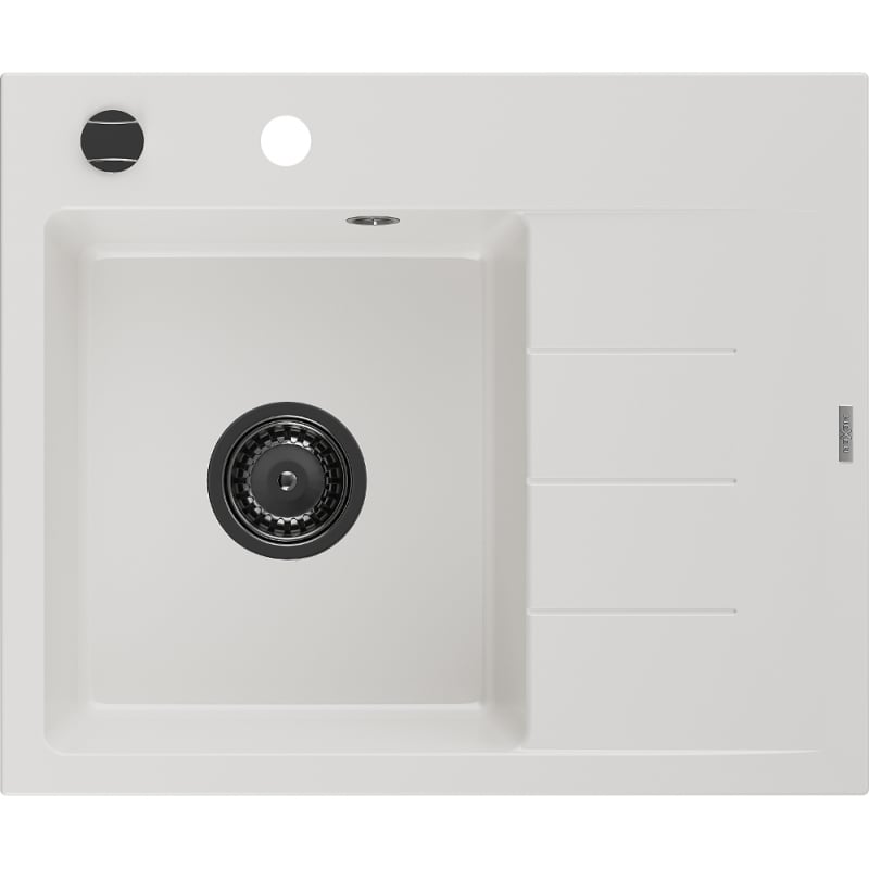 Mexen Ben гранитна мивка с 1 отделение и изтичник, лява, 600 x 500 мм, бяла,