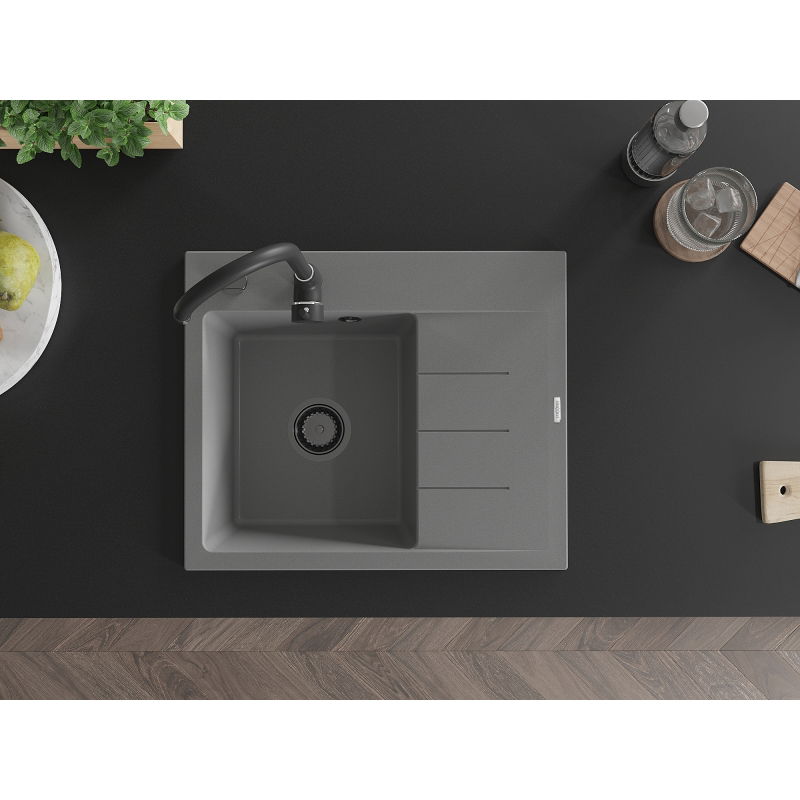 Mexen Ben гранитна кухненска мивка с 1 корито с отцедник, лява 600 x 500 мм,