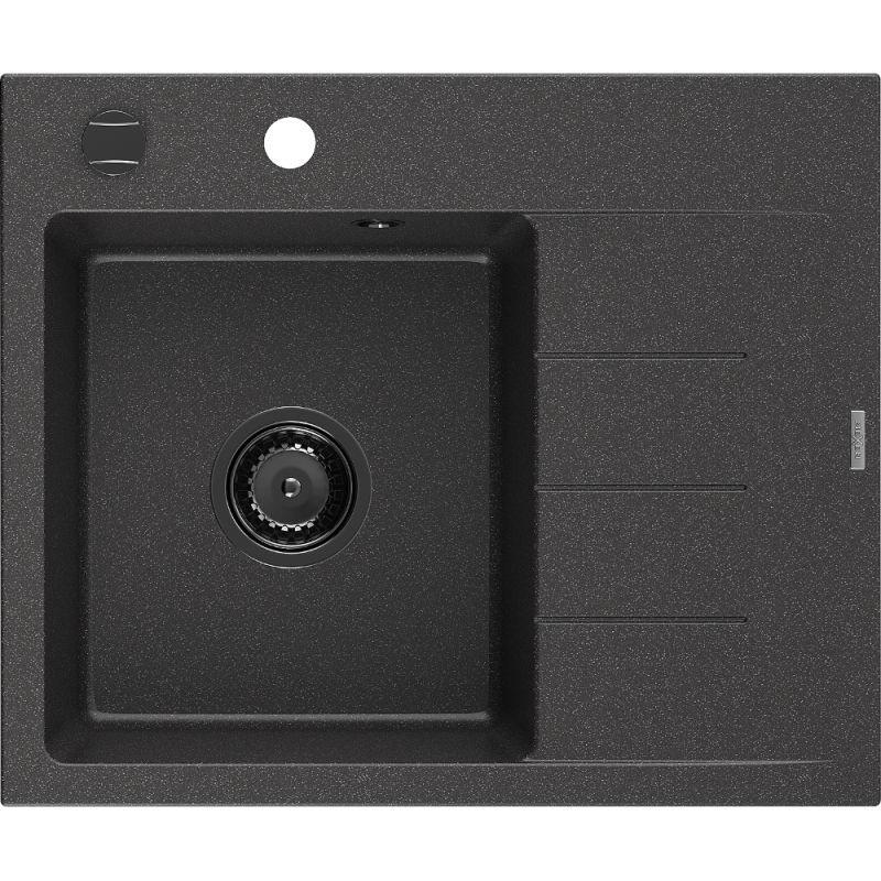 Mexen Ben гранитна мивка с 1 отделение и отцеждач, лява 600 x 500 мм, черно