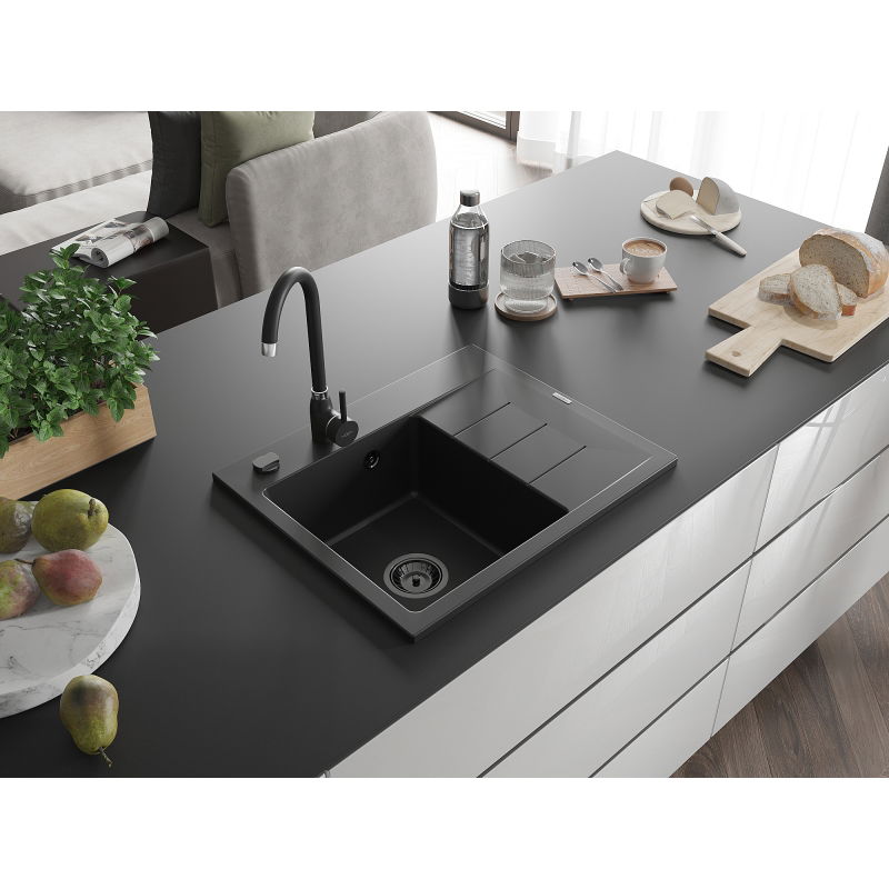 Mexen Ben гранитна кухненска мивка с една камера с извод, лява 600 x 500 мм,