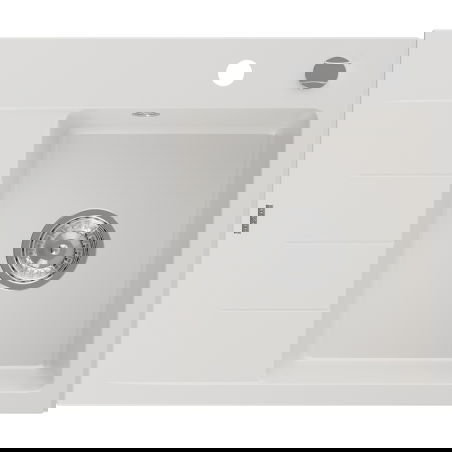 Mexen Ben гранитна мивка с 1 камера и плот, дясна 600 x 500 мм, бяла, хромиран