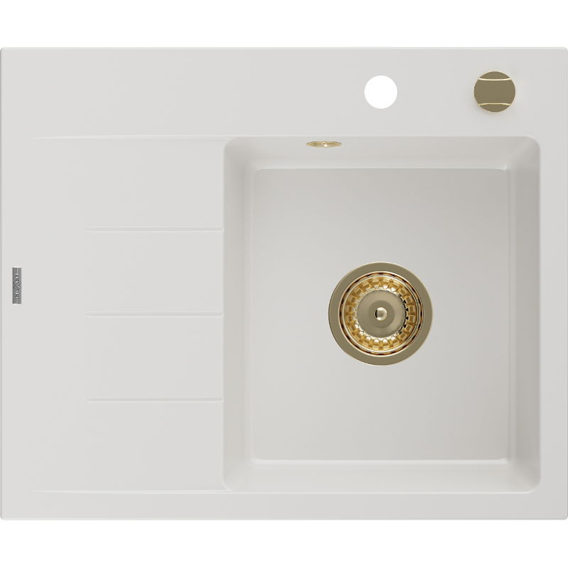 Mexen Ben гранитна мивка с 1 отделение и отцедник, дясна, 600 x 500 mm, бяла,