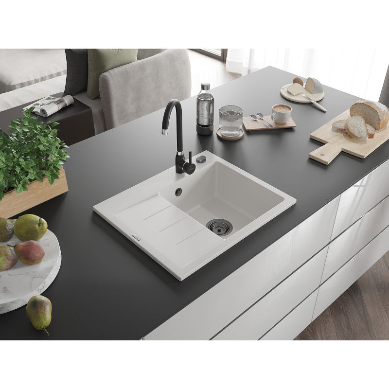 Mexen Ben гранитна кухненска мивка с 1 отделение с отцеждач, десен, 600 x 500