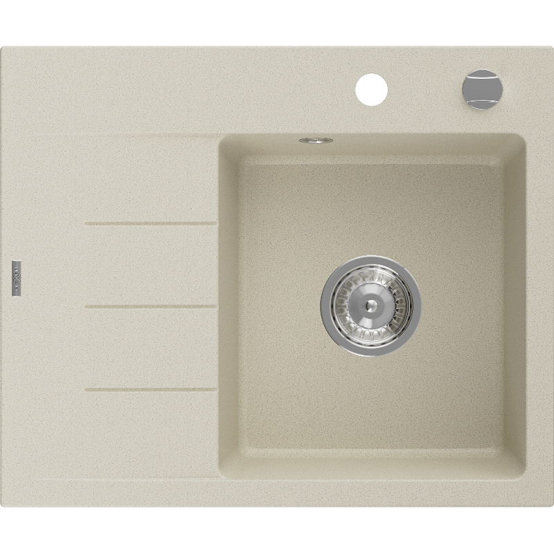 Mexen Ben Гранитна мивка с едно корито и капак, десен 600 x 500 мм, бежов,