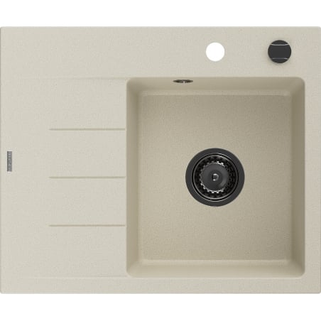 Mexen Ben гранитна мивка с 1 камера и дренаж, дясна 600 x 500 мм, бежова, черен