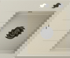 Mexen Ben гранитна мивка с 1 камера и дренаж, дясна 600 x 500 мм, бежова, черен