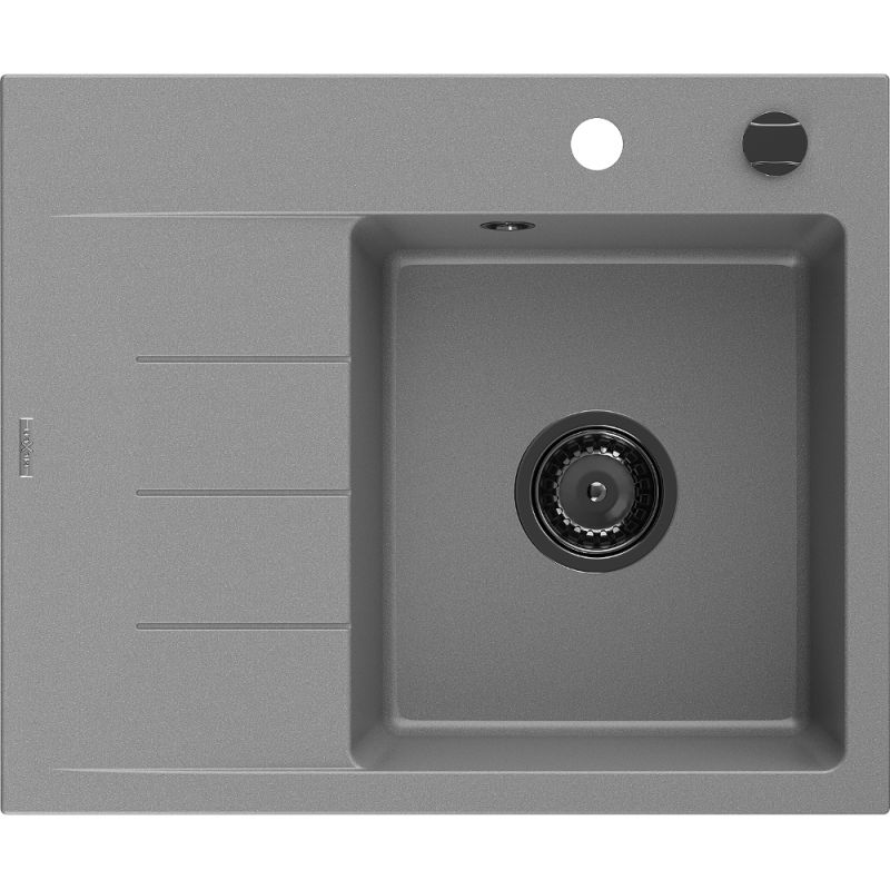 Mexen Ben гранитна мивка с 1 отделение и отцедник, дясна, 600 x 500 мм, сива,