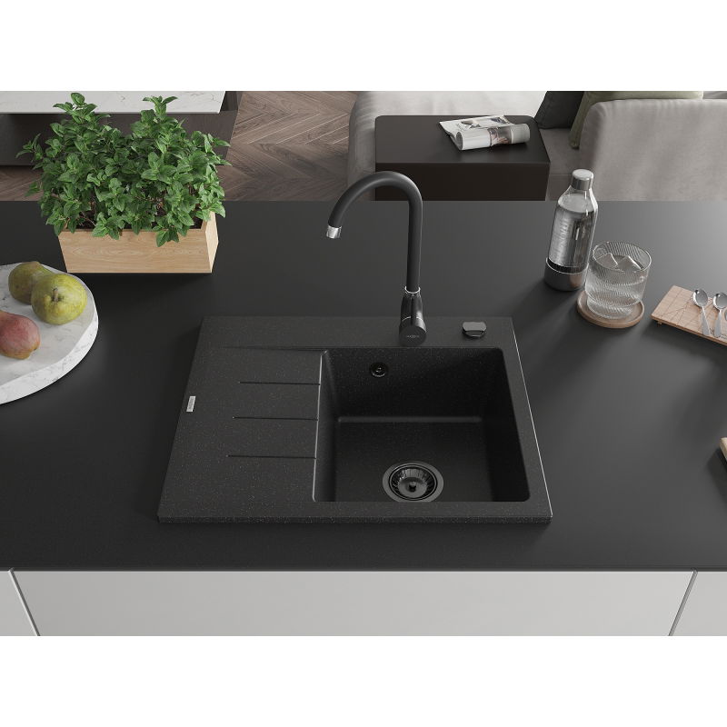 Mexen Ben гранитна мивка с 1 отделение и с отцеден, дясна 600x500 мм,