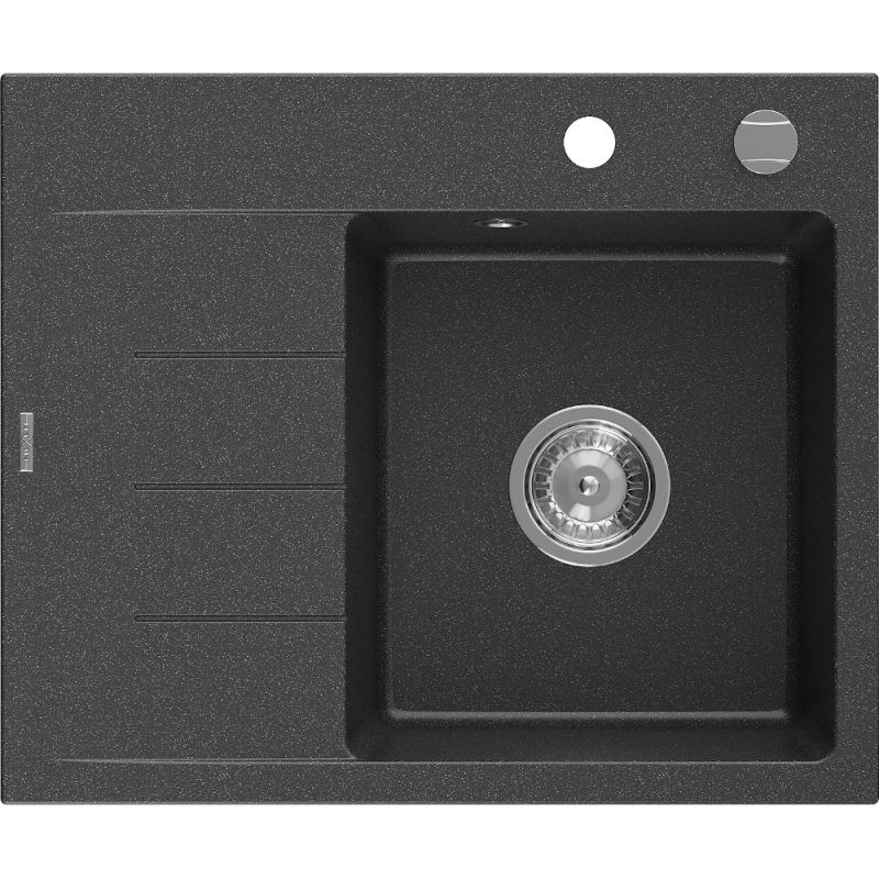 Mexen Ben гранитна мивка с една камера с отцедник, дясна 600 x 500 мм, черна на