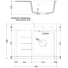 Mexen Ben гранитна мивка с една камера с десен отцедник 600 x 500 mm, черен на пръски, черен сифон - 6523605000-76-B