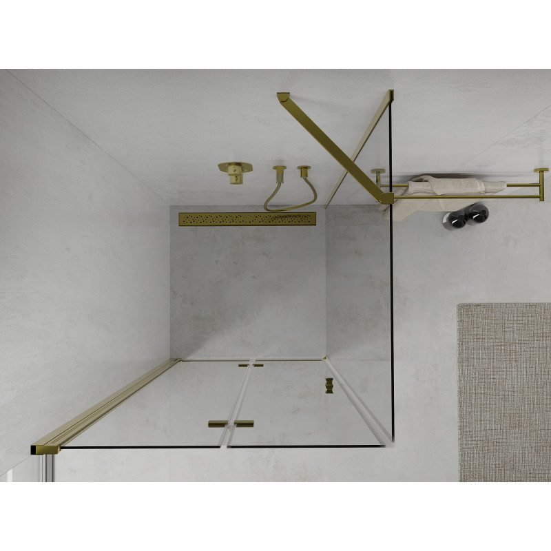 Mexen Lima сгъваем душ 80 x 80 см, прозрачен, златист - 856-080-080-50-00