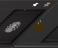 Mexen Ben гранитна мивка с 1 отделение и десен отцедник, 600 x 500 мм, черна,