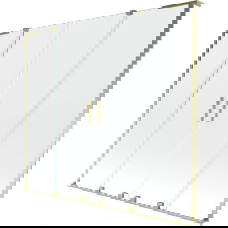 Mexen Velar L Duo сгъваем екран за баня, 2-крилен плъзгащ се 180 x 150 см, прозрачен, златист - 896-180-003-02-50