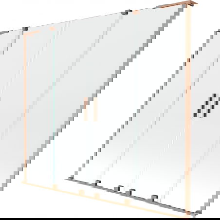 Mexen Velar L Дуо плъзгащ се 2-крилен параван за вана 180 x 150 см, прозрачен, четкана мед - 896-180-003-02-65