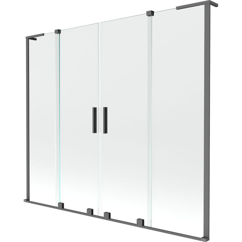 Mexen Velar L Duo двуместен плъзгащ параван 180 x 150 cm, прозрачен, gun metal - 896-180-003-02-95