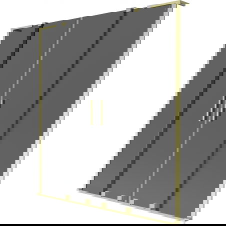 Mexen Velar L Duo двукрила разтегателна вана 140 x 150 cm, графит, златиста четка - 896-140-003-42-55