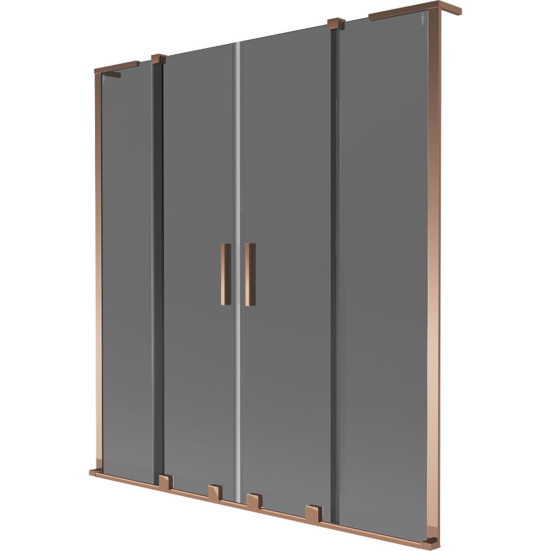 Mexen Velar L Duo двукрилен подвижен параван за вана 140 x 150 cm, графит, розово злато - 896-140-003-42-60