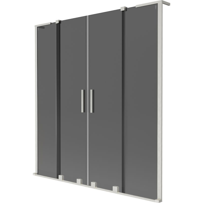 Mexen Velar L Duo параван за вана 2-крилен плъзгащ се 140 x 150 см, графит, четкан никел - 896-140-003-42-97