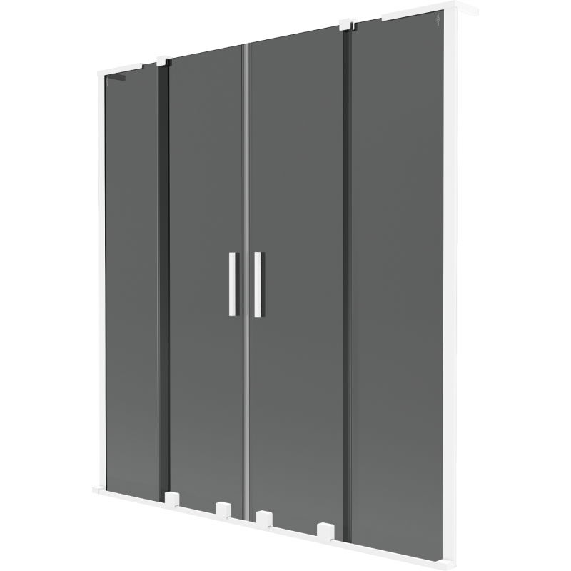 Mexen Velar L Duo параван за вана с 2 крила, плъзгащ се 160 x 150 см, графит, бял - 896-160-003-42-20