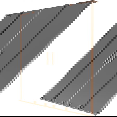 Mexen Velar L Duo преграда за вана с две крила плъзгаща се 160 x 150 см, графит, розово злато - 896-160-003-42-60
