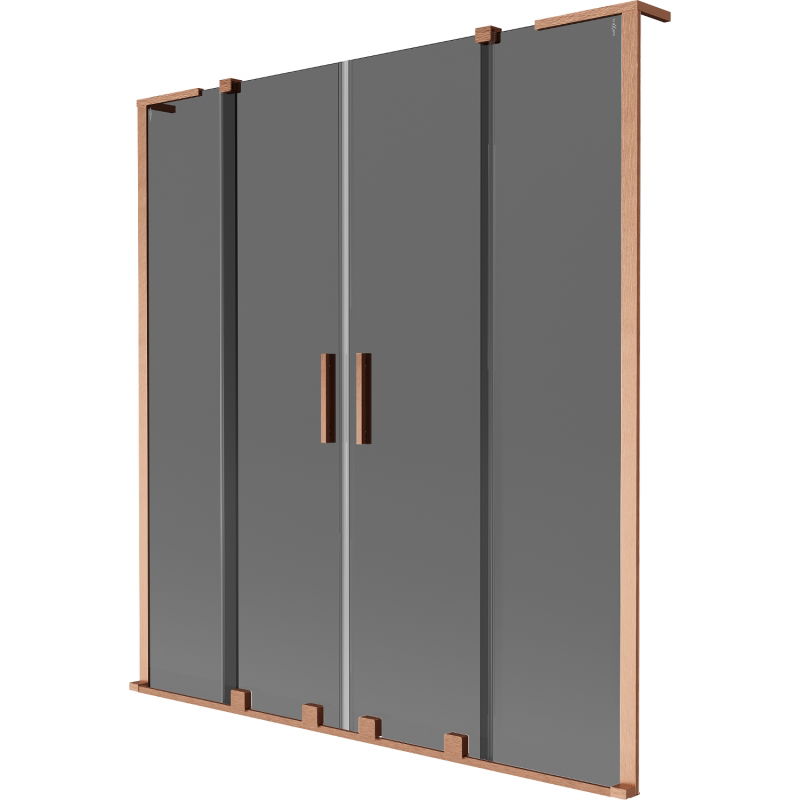 Mexen Velar L Duo двукрилен преграда за вана, плъзгащ, 160 x 150 см, графит, четкована мед - 896-160-003-42-65