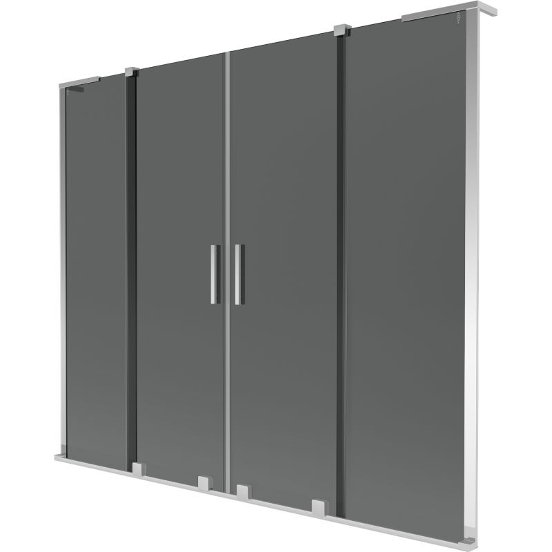 Mexen Velar L Duo, плъзгаща двукрила вана 200 x 150 см, графит, хром - 896-200-003-42-01