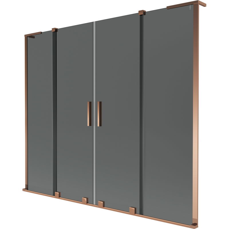 Mexen Velar L Duo двукрилен плъзгащ параван за вана 200 x 150 cm, графит, розово злато - 896-200-003-42-60