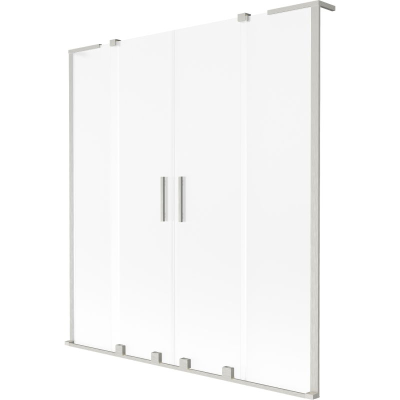 Mexen Velar L Дуо параван за вана, 2-крилен плъзгащ се 140 x 150 см, матиран, четкан никел - 896-140-003-32-97