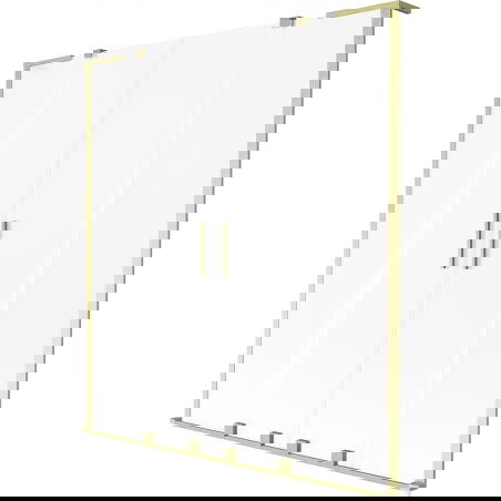 Mexen Velar L Duo двукрила плъзгаща се преграда за вана 160 x 150 см, матирано стъкло, златно четкосано - 896-160-003-32-55