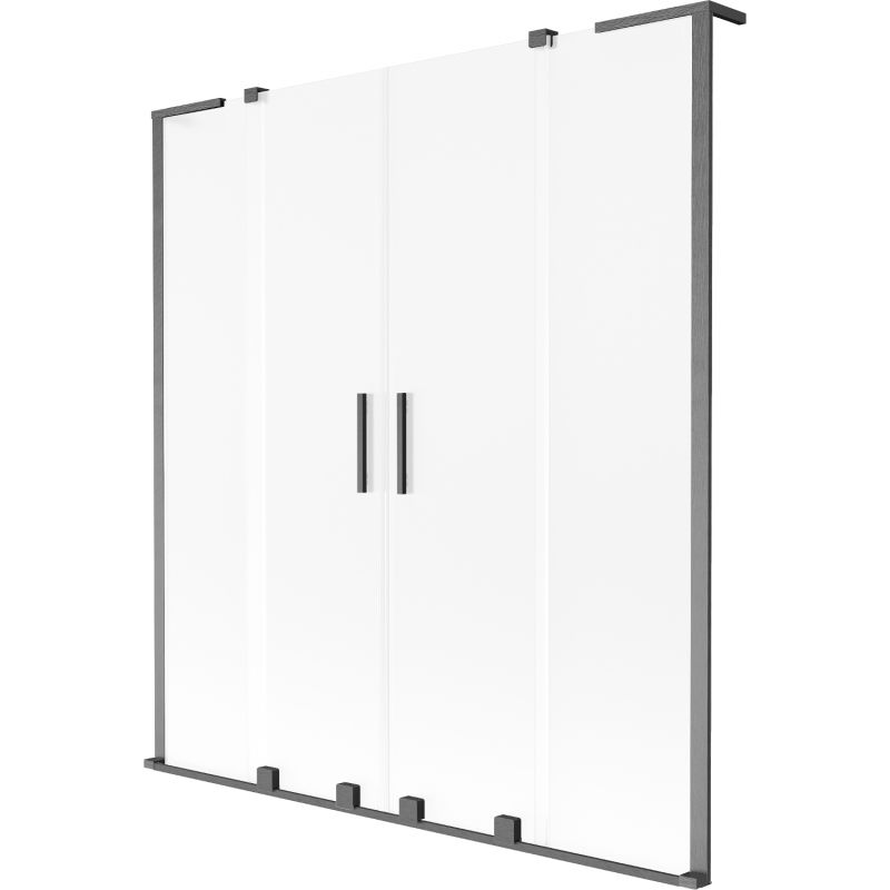 Mexen Velar L Duo двукрилен плъзгащ параван за вана 160 x 150 см, мат, четка gun gray - 896-160-003-32-66