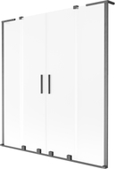 Mexen Velar L Двоен плъзгащ се параван за вана, 160 x 150 см, матиран, четка Gun Gray