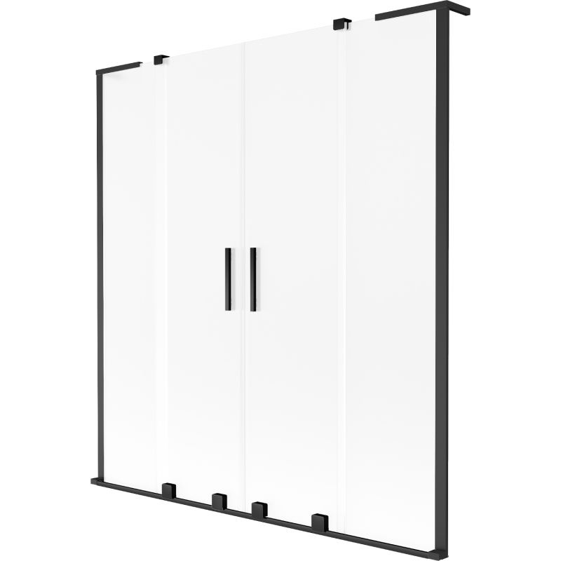 Mexen Velar L Duo двукрилен плъзгащ се вана екран 160 x 150 см, матов, черен - 896-160-003-32-70