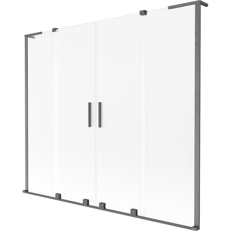 Mexen Velar L Duo сгъваем параван за вана, 2 крила, 170 x 150 cm, матово, четка gun gray - 896-170-003-32-66