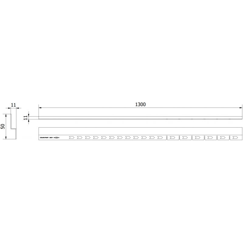 Mexen Line-B предна лайсна за поддушова тава 130 см, черна - 187003130U
