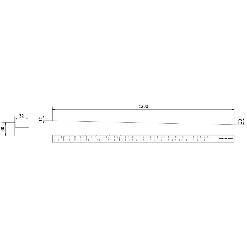 Mexen Line-B подова наклонена лайсна 120 см лява, черна - 187001120L