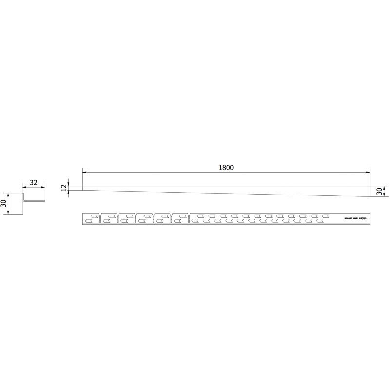 Mexen Line-B подова наклонена лайсна 180 см лява, златиста матова - 185501180L