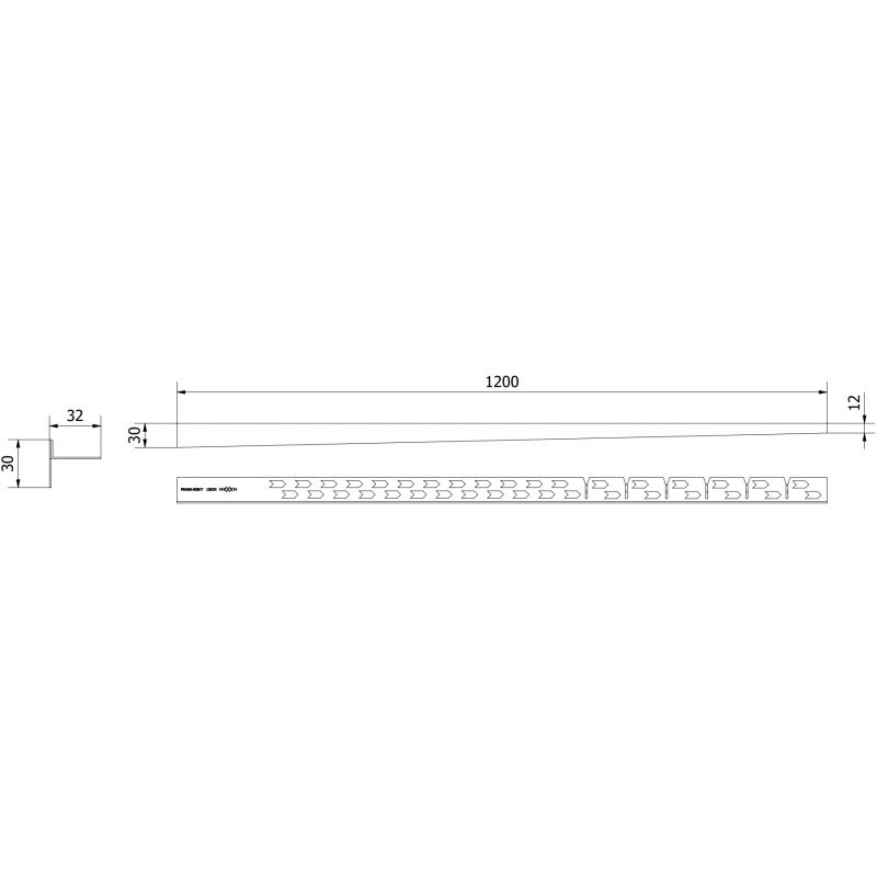 Mexen Line-B подова наклонена лента 120 см дясна, черна - 187001120R