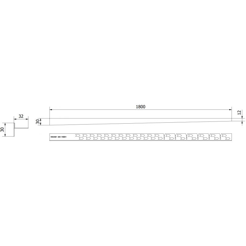 Mexen Line-B подова наклонена лайсна 180 см дясна, златна - 185001180R