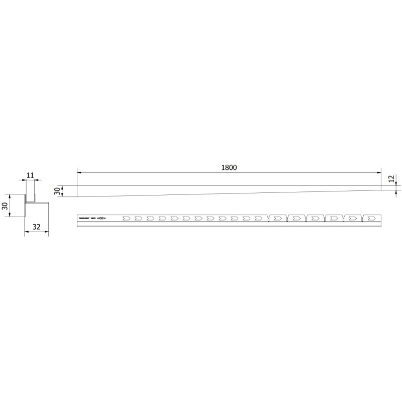 Mexen Line-B ливнестока за стъкло 180 см дясна, златна - 185004180R