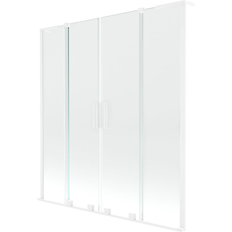 Mexen Velar L Duo параван за вана с 2 крила, плъзгащ се 140 x 150 cm, прозрачен, бял - 896-140-003-02-20
