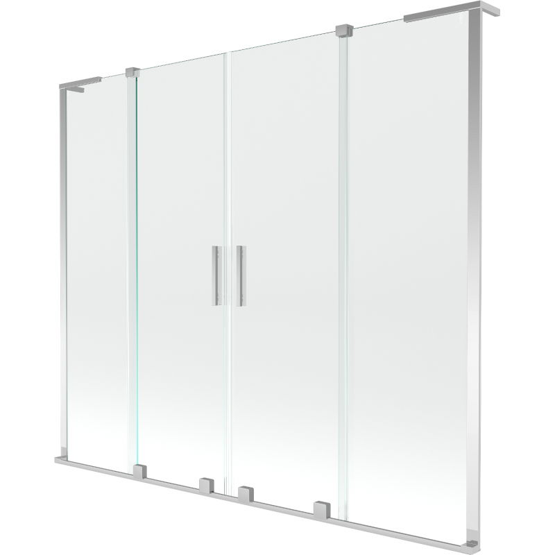 Mexen Velar L Duo двукрилен плъзгащ се параван за вана 170 x 150 cm, прозрачен, хром - 896-170-003-02-01