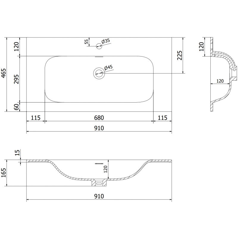 Mexen Vela мивка вградена в плот 91 x 46,5 cm, черен мат - 25239071