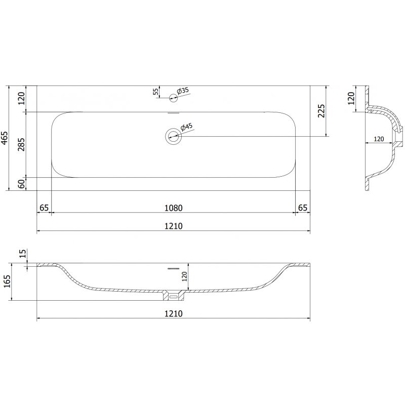 Mexen Vela мивка вградена в плот 121 x 46,5 см, черна мат - 25231271