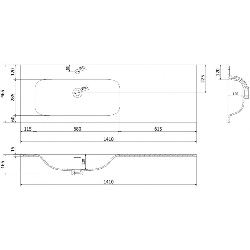 Mexen Vela вградена в плот мивка лява 141 x 46,5 cm, черна мат - 25231471L