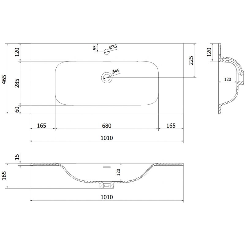 Mexen Vela вградена мивка в плот 101 x 46,5 см, бял гланц - 25231000