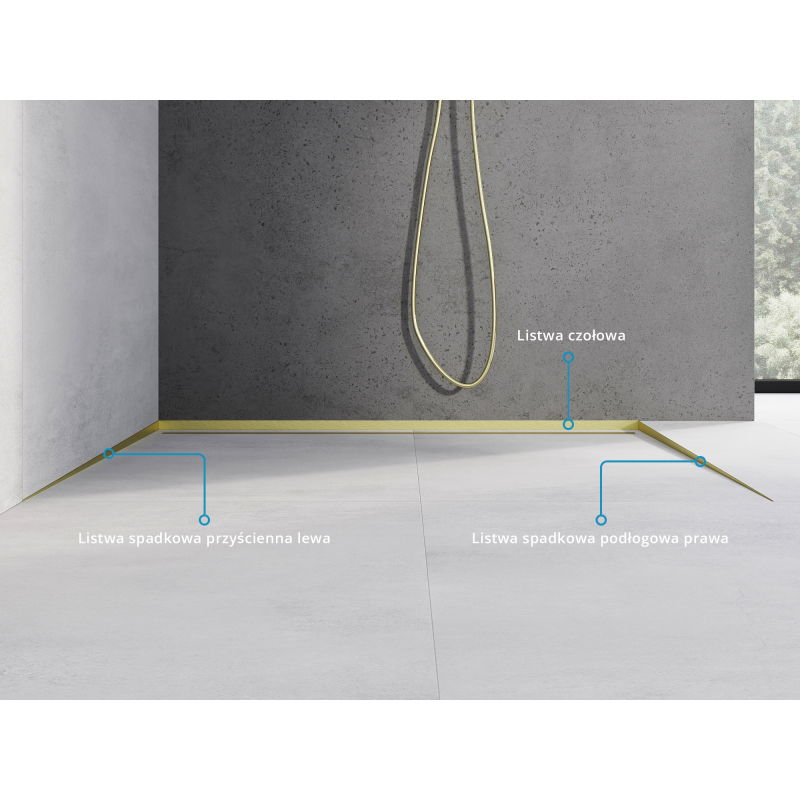 Mexen Line-B подова наклонена лайсна 120 см дясна, златна четкана - 185501120R