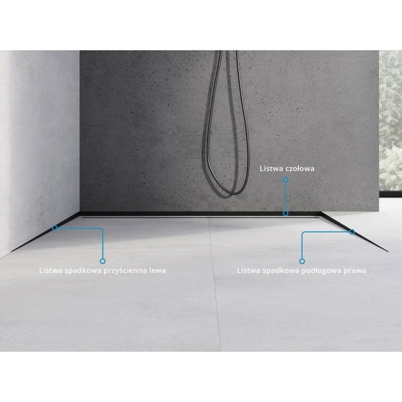 Mexen Line-B подова наклонена лента 120 см дясна, черна - 187001120R