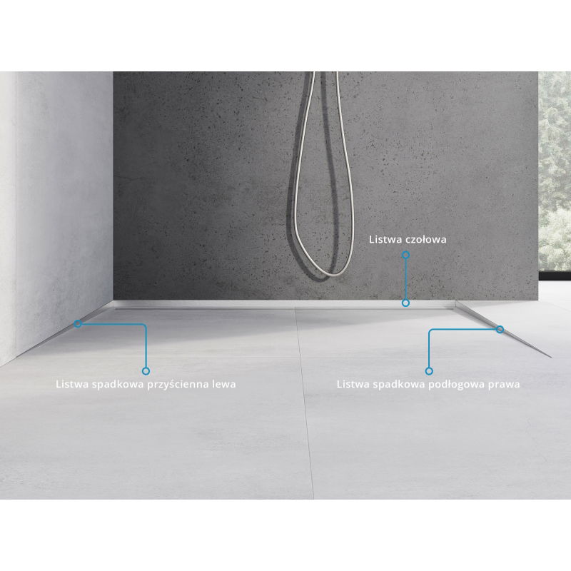 Mexen Line-B подова наклонена лайстна 180 см дясна, инокс - 181001180R