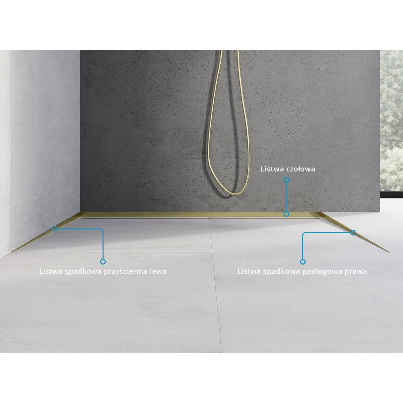 Mexen Line-B подова наклонена лайсна 180 см дясна, златна - 185001180R