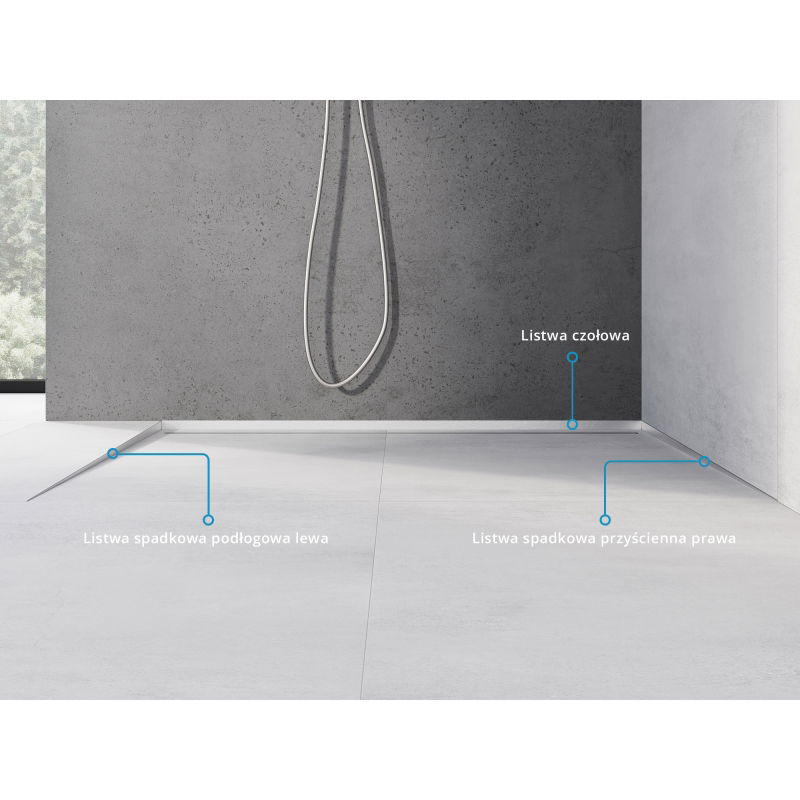 Mexen Line-B лява подова наклонена лента 120 см, инокс - 181001120L